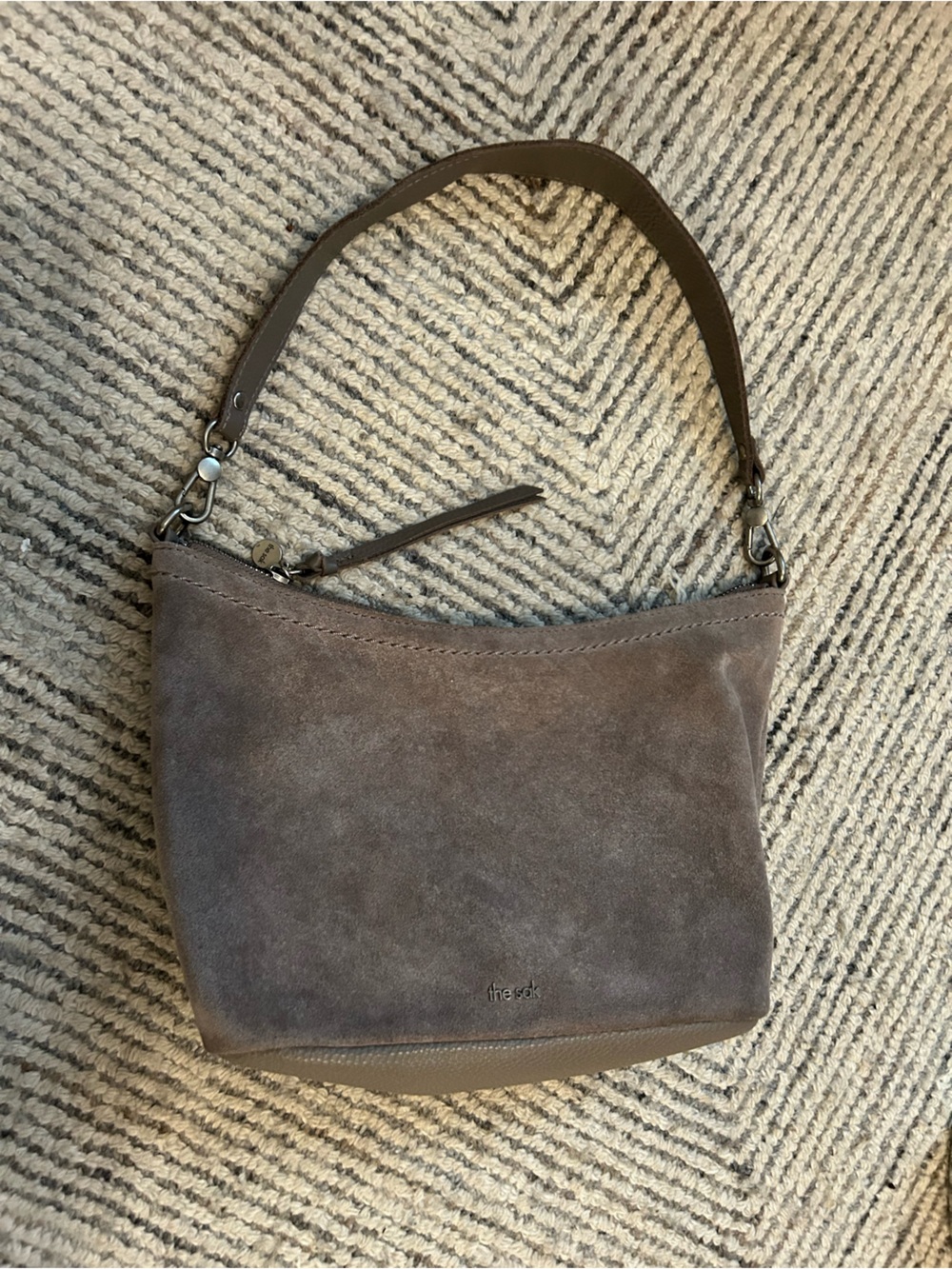 The Sak Jasmine Small Hobo Shoulder Bag - Leather Gray Taupe